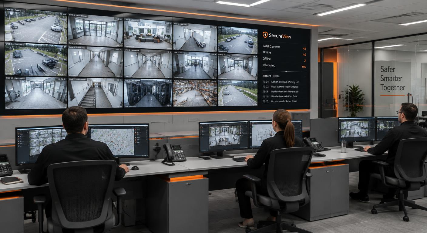 Central de monitoramento com paredes de telas